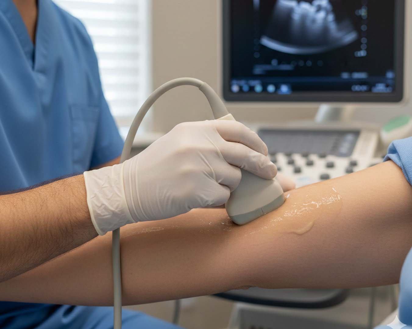 Clinician performing a non-obstetric ultrasound scan